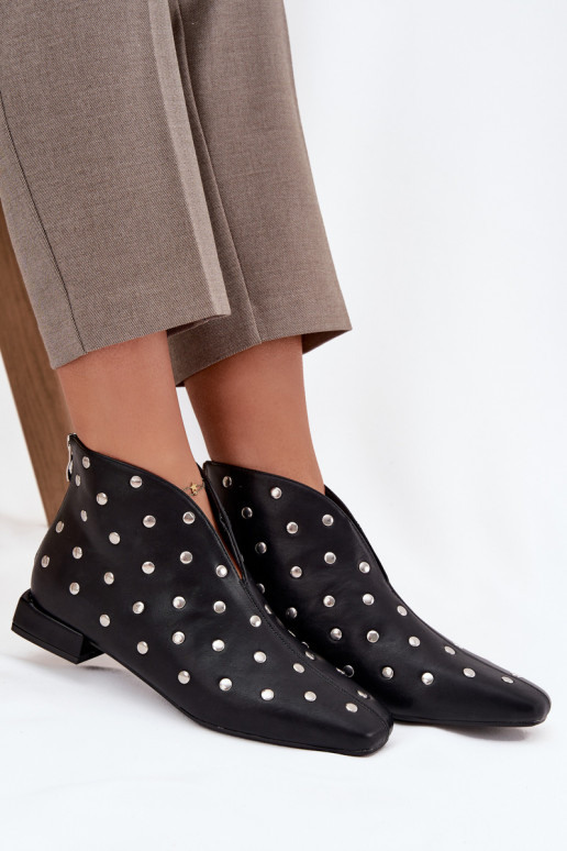 Moteriški aulinukai Įjungta Subtilusm Obcasie Ze sidabro spalvosm Zdobieniem juodos spalvos Rosalind