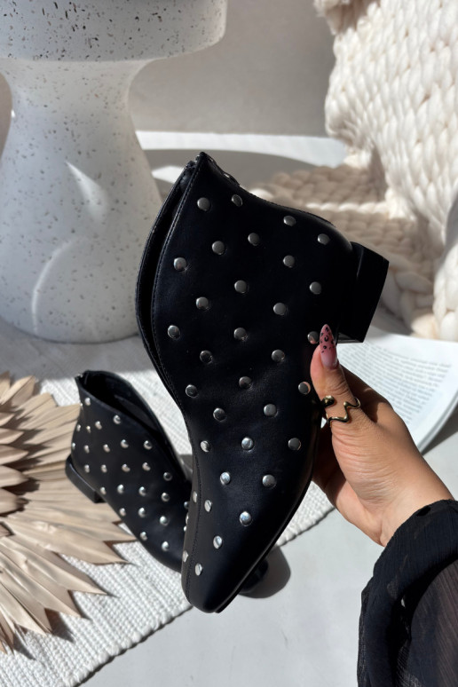 Moteriški aulinukai Įjungta Subtilusm Obcasie Ze sidabro spalvosm Zdobieniem juodos spalvos Rosalind