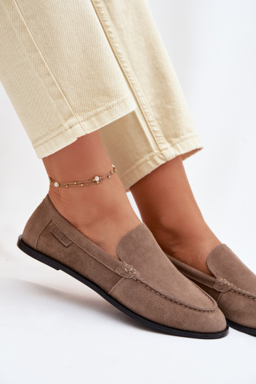 moteriški mokasinaisuĮjungtaturalnego iš zomšosu Big Star TT274207 smėlio spalvos