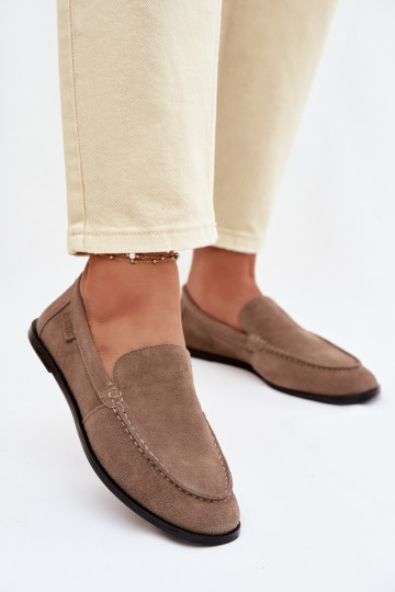 moteriški mokasinaisuĮjungtaturalnego iš zomšosu Big Star TT274207 smėlio spalvos 2