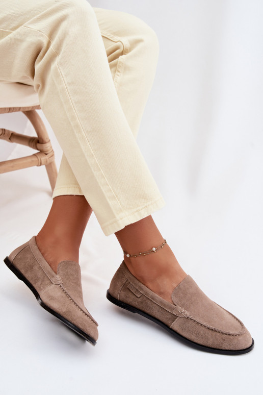 moteriški mokasinaisuĮjungtaturalnego iš zomšosu Big Star TT274207 smėlio spalvos