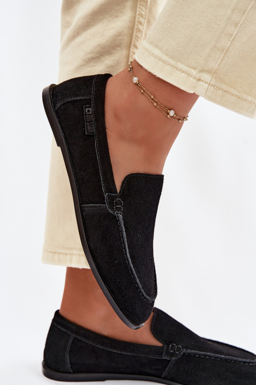 moteriški mokasinaisuĮjungtaturalnego iš zomšosu Big Star TT274209 juodos spalvos