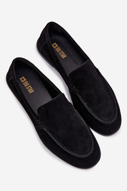 moteriški mokasinaisuĮjungtaturalnego iš zomšosu Big Star TT274209 juodos spalvos