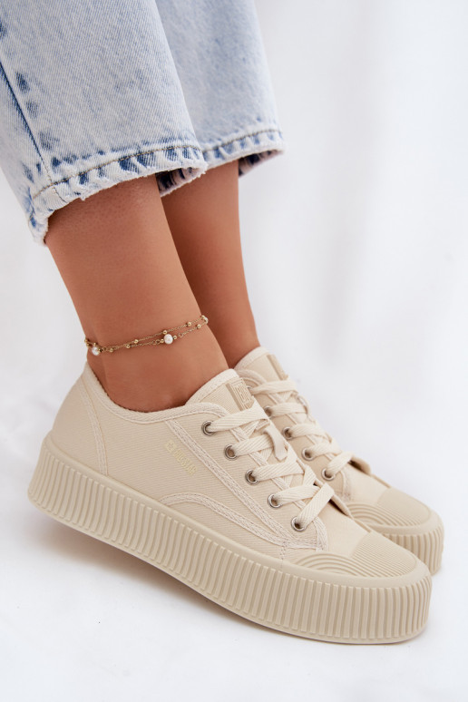 Laisvalaikio bateliai su platforma Big Star TT274271 smėlio spalvos