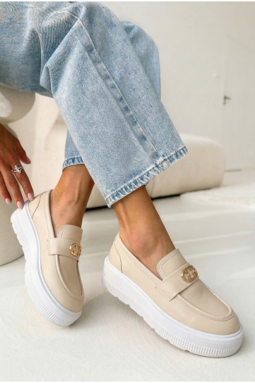 Oda Moteriški mokasinai platformoje Vinceza 39974 smėlio spalvos
