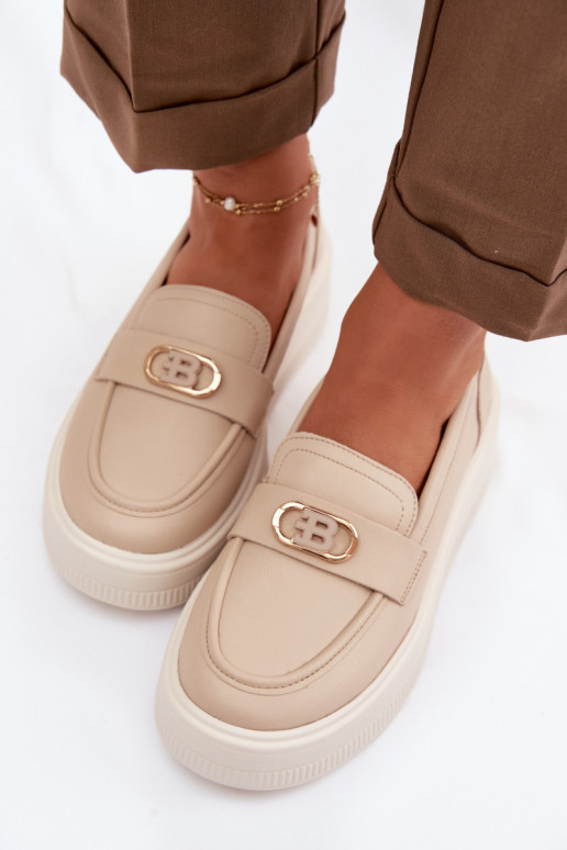 Oda Moteriški mokasinai platformoje Vinceza 39974 smėlio spalvos