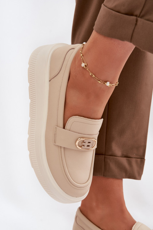 Oda Moteriški mokasinai platformoje Vinceza 39974 smėlio spalvos