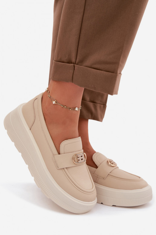 Oda Moteriški mokasinai platformoje Vinceza 39974 smėlio spalvos