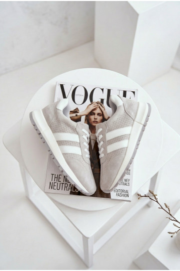 Sneakers modelio batai MoteriškassuĮjungtaturalnego iš zomšosu pilkos spalvos Tai turirceline