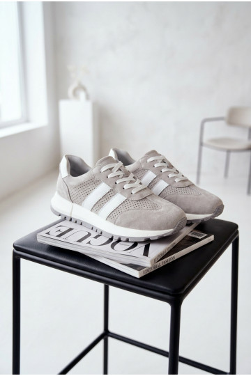 Sneakers modelio batai MoteriškassuĮjungtaturalnego iš zomšosu pilkos spalvos Tai turirceline 2