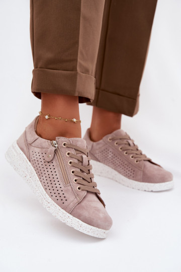 iš zomšos batai Moteriškas su užtrauktukais smėlio spalvos Cemela