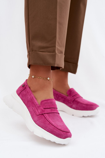 Moteriški mokasinai iš natūralios zomšos su platforma Vinceza 79626 rožinės spalvos 2