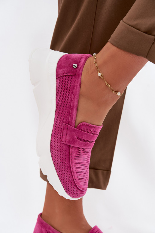 moteriški mokasinaisuĮjungtaturalnego iš zomšosu su platforma Vinceza 79626 rožinės spalvos