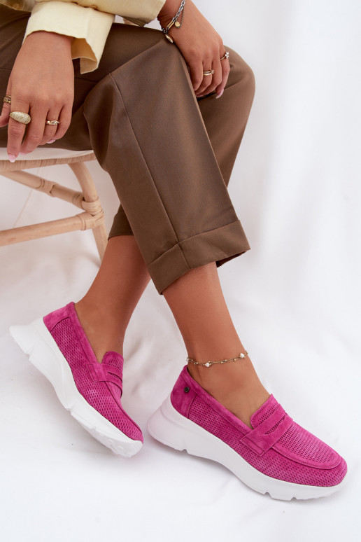 moteriški mokasinaisuĮjungtaturalnego iš zomšosu su platforma Vinceza 79626 rožinės spalvos