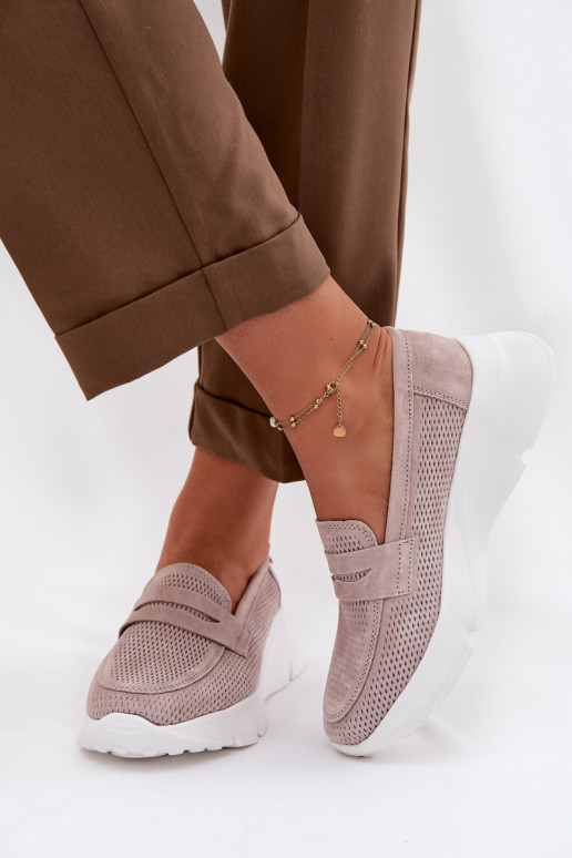 moteriški mokasinaisuĮjungtaturalnego iš zomšosu su platforma Vinceza 79626 smėlio spalvos