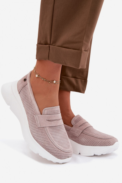 moteriški mokasinaisuĮjungtaturalnego iš zomšosu su platforma Vinceza 79626 smėlio spalvos