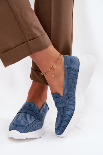 moteriški mokasinaisuĮjungtaturalnego iš zomšosu su platforma Vinceza 79626 tamsiai mėlynos spalvos 2