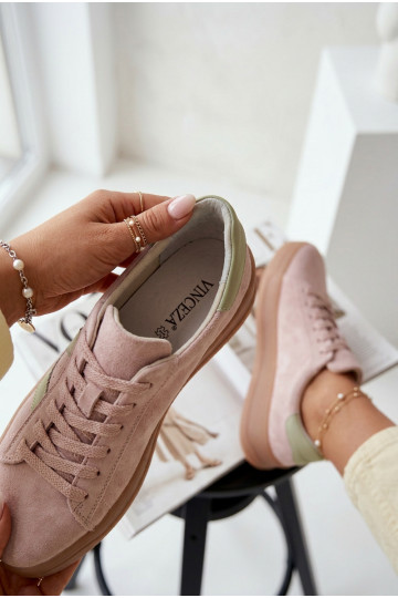 Sneakers modelio batai MoteriškassuĮjungtaturalnego iš zomšosu su platforma Vinceza 79597 rožinės spalvos 2