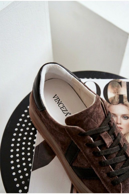 Sneakers modelio batai MoteriškassuĮjungtaturalnego iš zomšosu su platforma Vinceza 79597 rudos spalvos