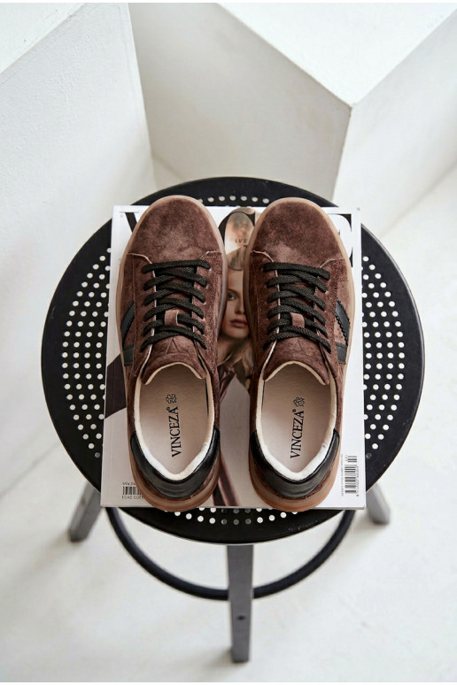 Sneakers modelio batai MoteriškassuĮjungtaturalnego iš zomšosu su platforma Vinceza 79597 rudos spalvos