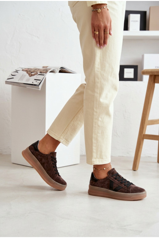 Sneakers modelio batai MoteriškassuĮjungtaturalnego iš zomšosu su platforma Vinceza 79597 rudos spalvos