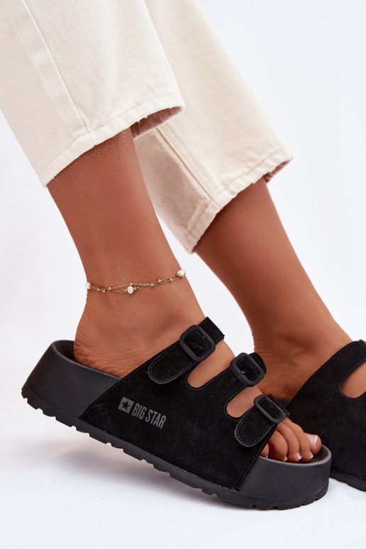 Moteriškos šlepetės su platforma su juostelėmis Big Star TT274531 juodos spalvos