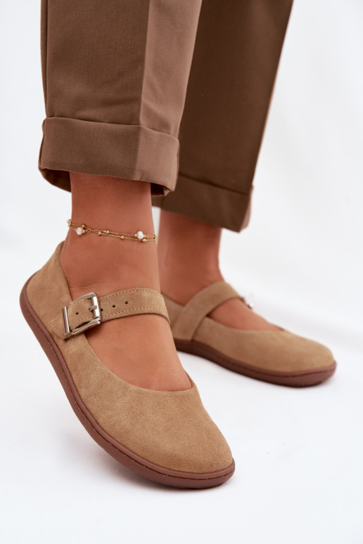 Balerinos BarefootsuĮjungtaturalnego iš zomšosu Zazoo 316 smėlio spalvos