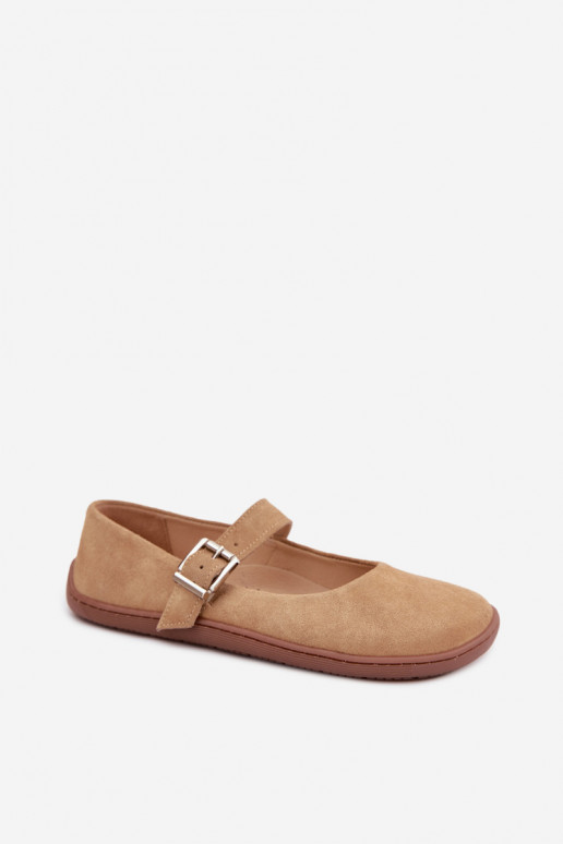 Balerinos BarefootsuĮjungtaturalnego iš zomšosu Zazoo 316 smėlio spalvos