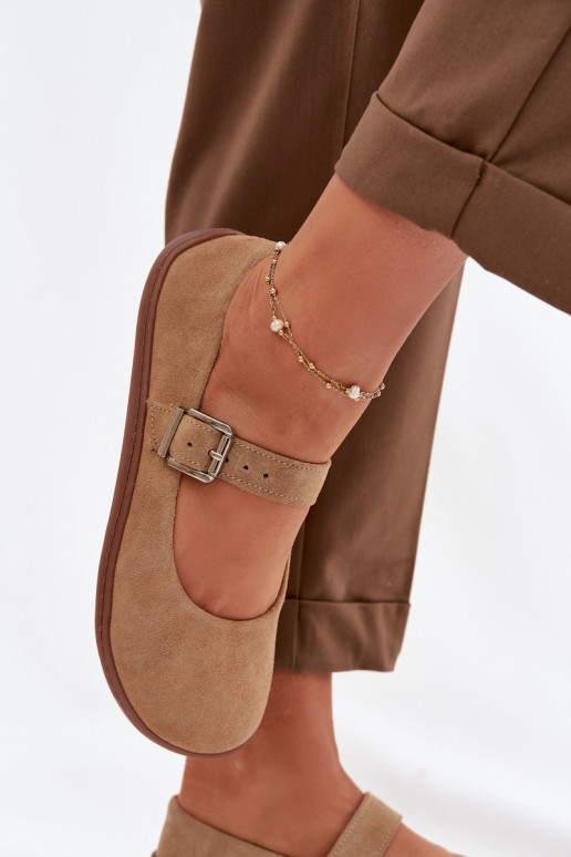 Balerinos BarefootsuĮjungtaturalnego iš zomšosu Zazoo 316 smėlio spalvos