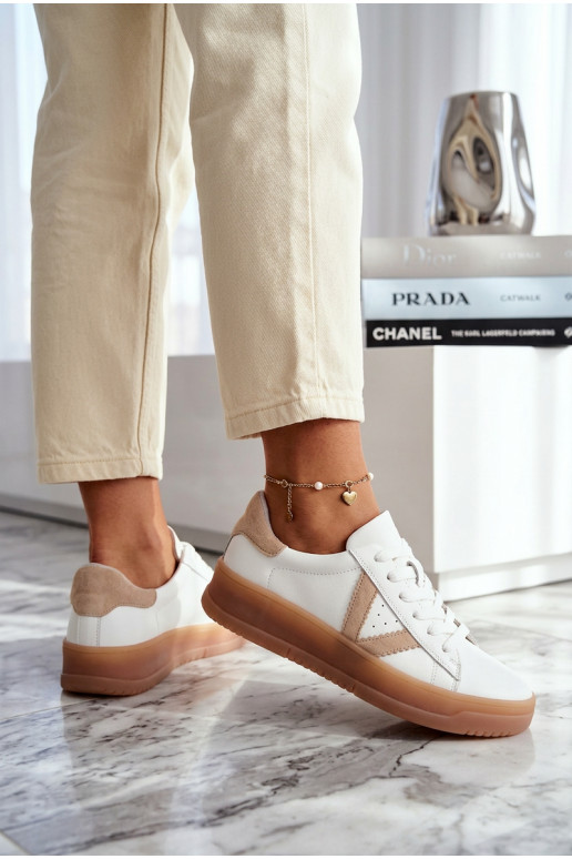 Sneakers modelio batai MoteriškassuĮjungtaturalnej Skóry su platforma Vinceza 79597 baltos spalvos