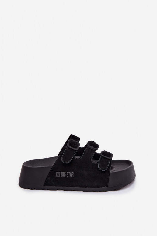 Moteriškos šlepetės su platforma ir juostelėmis Big Star TT274531 juodos spalvos