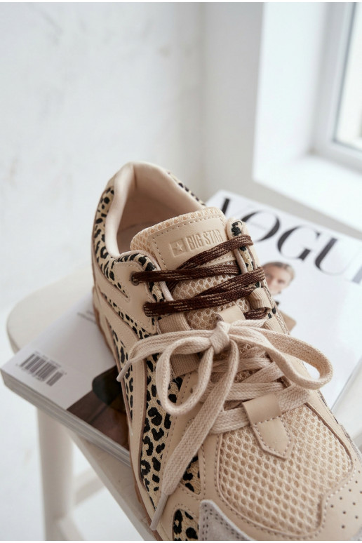 Oda iš zomšos Sneakers modelio batai Moteriškas Big Star TT274549 smėlio spalvos