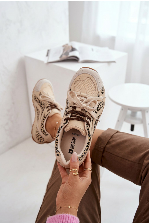 Oda iš zomšos Sneakers modelio batai Moteriškas Big Star TT274549 smėlio spalvos