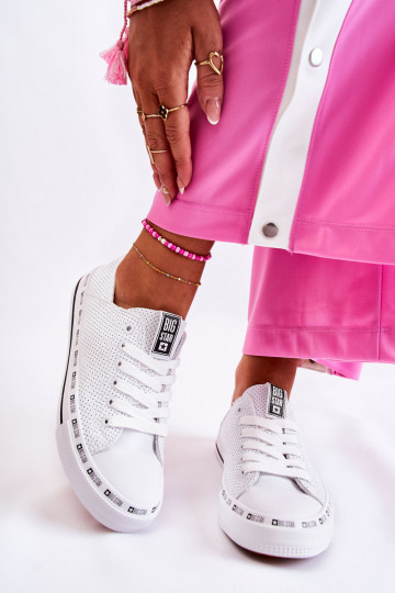 Moteriškas su aužūro elementais laisvalaikio batai Big Star baltos spalvos FF274024