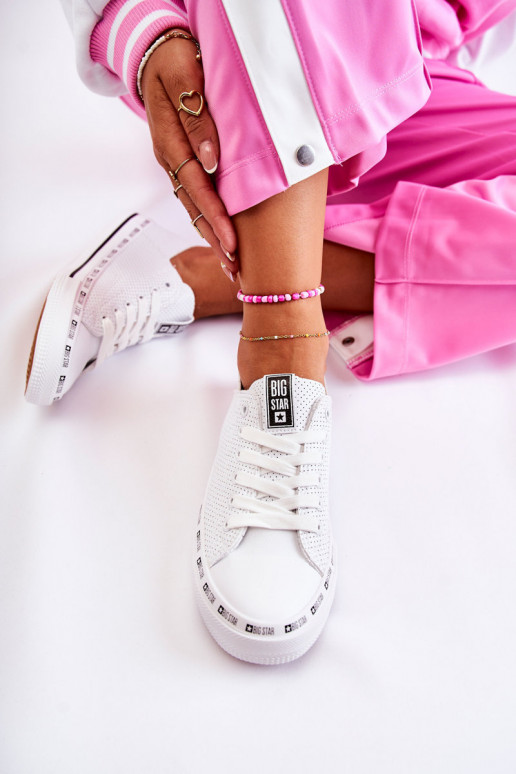 Moteriškas su aužūro elementais laisvalaikio batai Big Star baltos spalvos FF274024