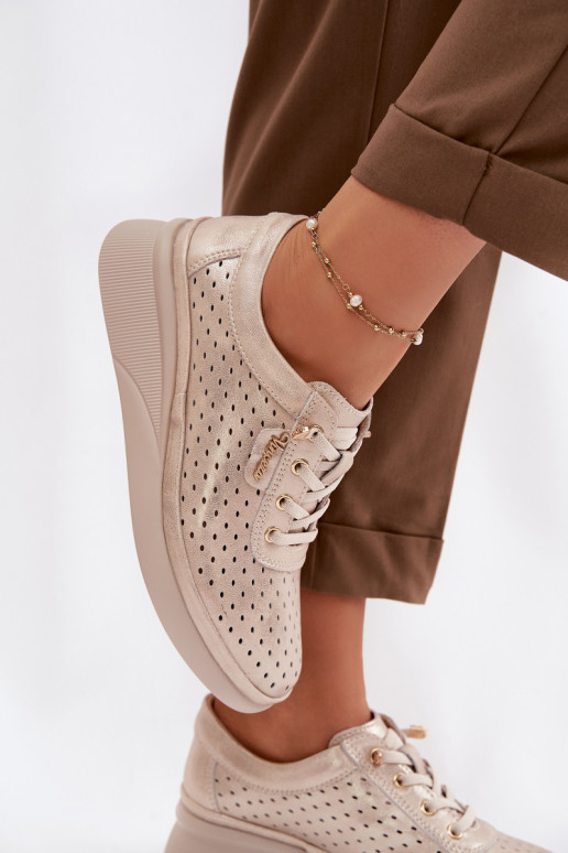 Oda su aužūro elementais batai Moteriškas Vinceza 79603 aukso spalvos