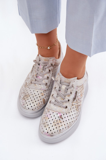 Ažūrinės zomšinės batai Moteriškas Vinceza 79603 pilkos spalvos