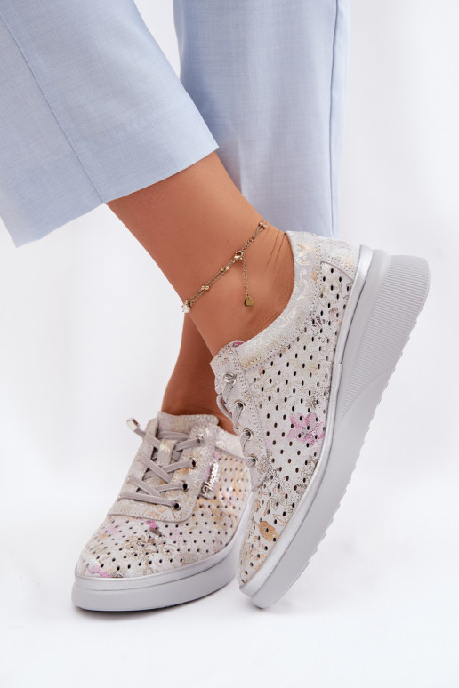 Ažūrinės zomšinės batai Moteriškas Vinceza 79603 pilkos spalvos