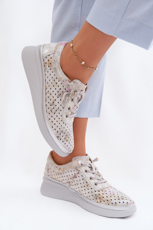 Ažūrinės zomšinės batai Moteriškas Vinceza 79603 pilkos spalvos