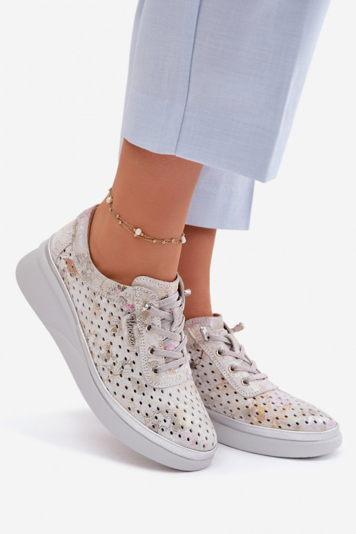 Ažūrinės zomšinės batai Moteriškas Vinceza 79603 pilkos spalvos