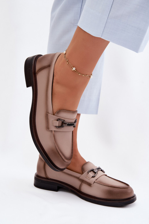 Oda moteriški mokasinai Vinceza 39983 smėlio spalvos