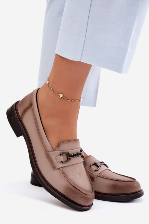 Oda moteriški mokasinai Vinceza 39983 smėlio spalvos