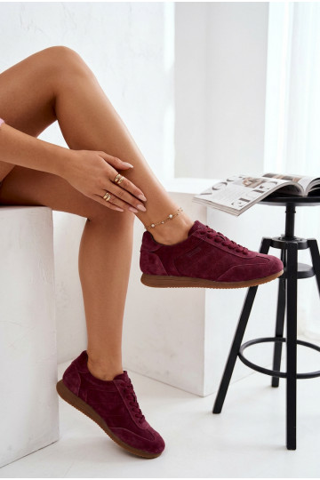 Sneakers modelio bataisuĮjungtaturalnego iš zomšosu Big Star TT274227 bordo spalvos 2