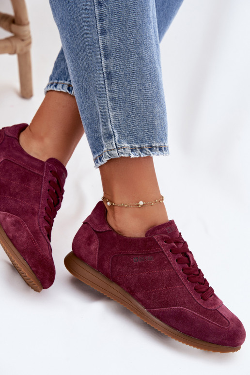 Sneakers modelio bataisuĮjungtaturalnego iš zomšosu Big Star TT274227 bordo spalvos