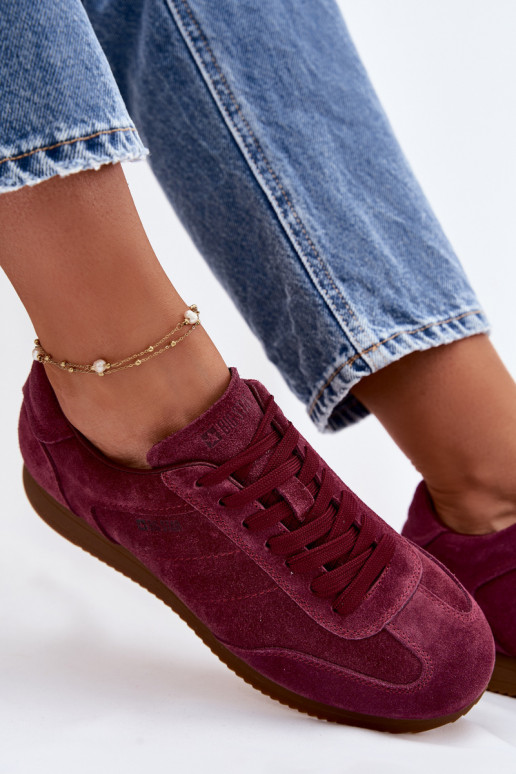 Sneakers modelio bataisuĮjungtaturalnego iš zomšosu Big Star TT274227 bordo spalvos