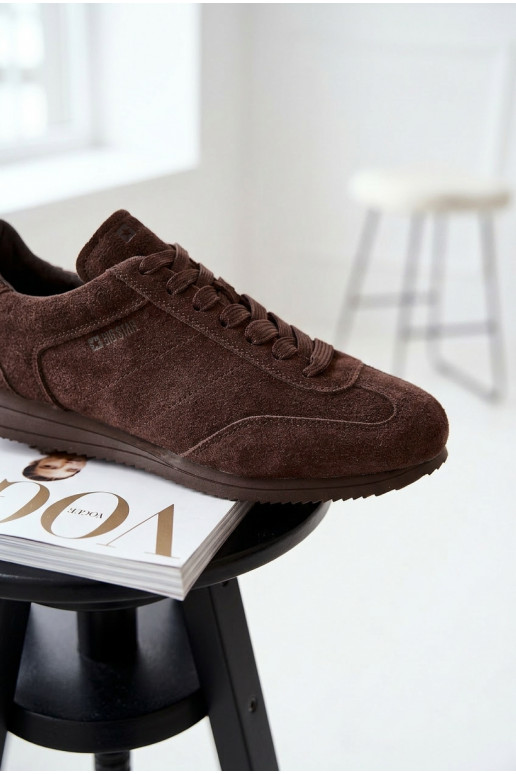 Sneakers modelio bataisuĮjungtaturalnego iš zomšosu Big Star TT274227 bordo spalvos