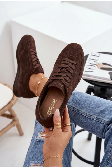 Sneakers modelio bataisuĮjungtaturalnego iš zomšosu Big Star TT274226 CzekoladoĮe