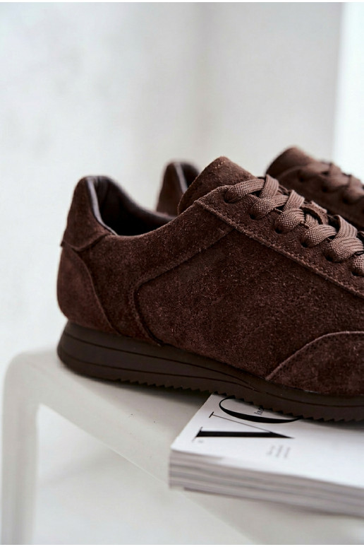 Sneakers modelio bataisuĮjungtaturalnego iš zomšosu Big Star TT274226 CzekoladoĮe