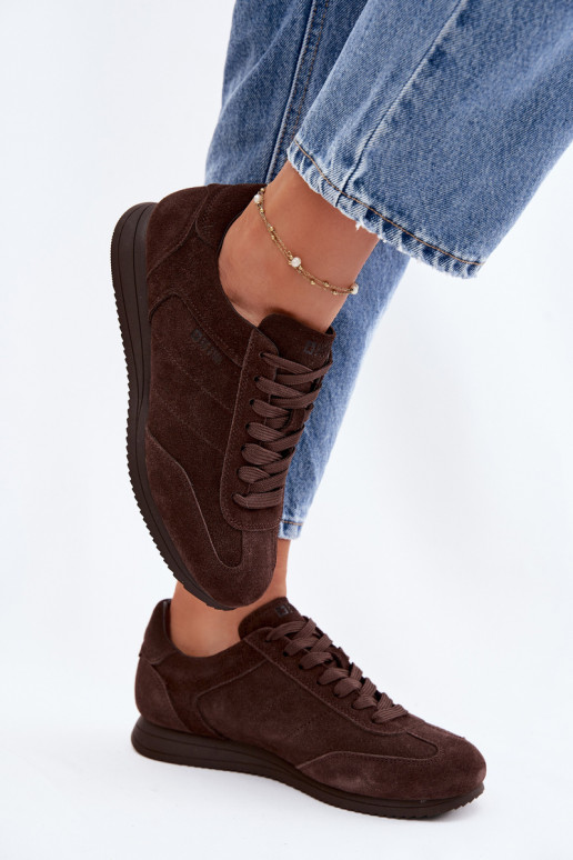 Sneakers modelio bataisuĮjungtaturalnego iš zomšosu Big Star TT274226 CzekoladoĮe