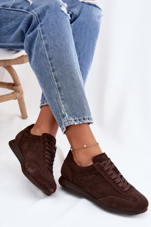 Sneakers modelio bataisuĮjungtaturalnego iš zomšosu Big Star TT274226 CzekoladoĮe